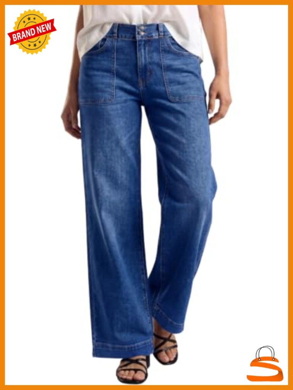 High Waisted Tummy Control Wide Leg Stretchy Straight Leg Denim Jeans